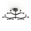 Plafoniera moderna 12 luci nera led 51w 2700k fronda stilnovo