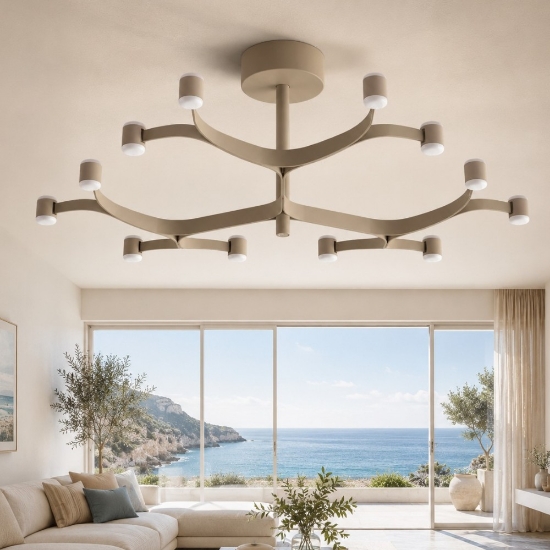 Stilnovo fronda plafoniera moderna led dali push tortora 12 luci