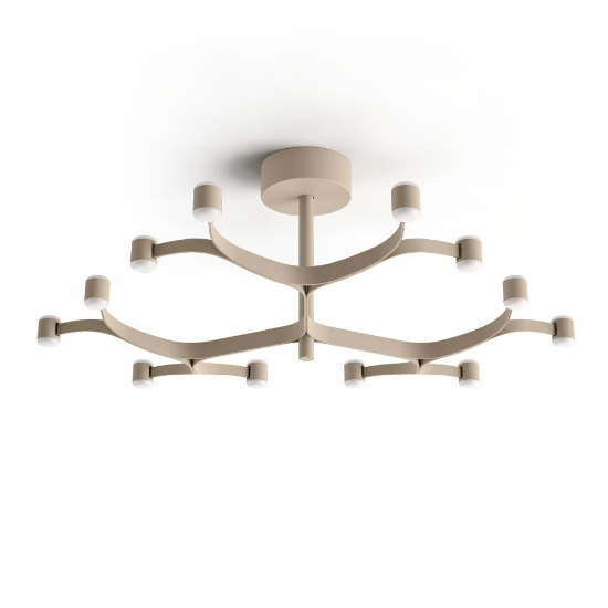 Stilnovo fronda plafoniera moderna led dali push tortora 12 luci