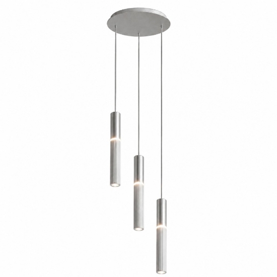 Lampadario 3 cilindri pendenti a grappolo moderni alluminio per sala da pranzo