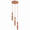 Lampadario 3 pendenti led 3000k 4000k cilindri bronzo a grappolo
