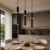 Lampadario a sospensione nero 3 pendenti cilindri led cct 3000k 4000k per tavolo sala da pranzo