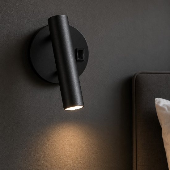 Applique da comodino orientabile nera led 2w cct 3000k 4000k vivida betu
