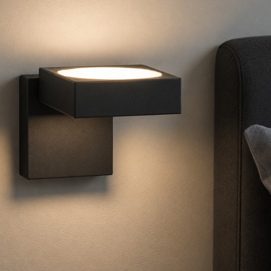 Applique da comodino per camera da letto toplight up nero