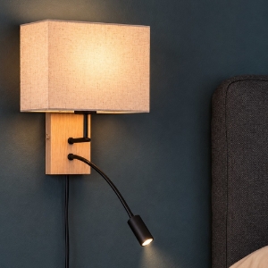 Applique di legno per comodino camera da letto rustica