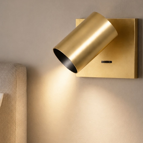 Applique da comodino orientabile con interruttore ottone ooro