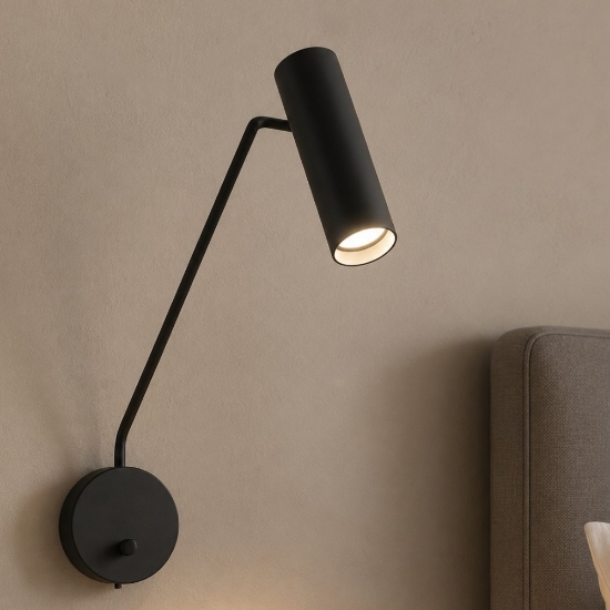 Applique per comodini camera da letto nero luce orientabile