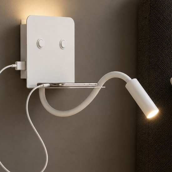 Applique per comodini mensola bianco level perenz 2 luci led