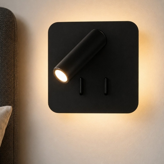 Perenz plug applique quadrata per comodino nero led 3000k orientabile