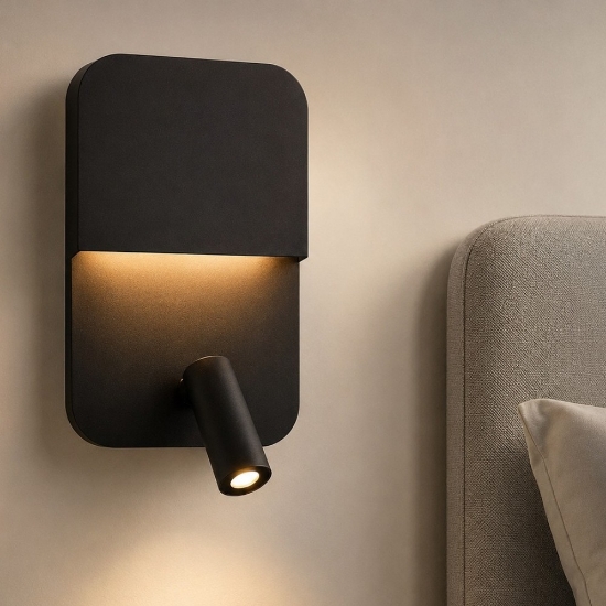 Applique per camera da letto moderna orientabile presa usb led 5w 3000k