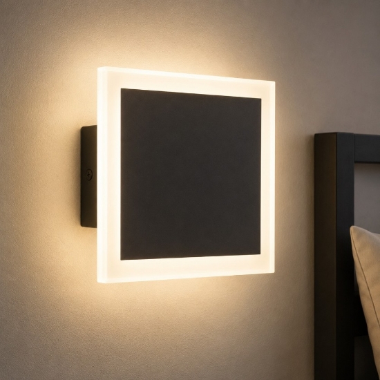Eglo talamello applique per camera da letto moderna nera led 12w 3000k