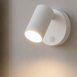 Applique camera da letto con interruttore bianco orientabile