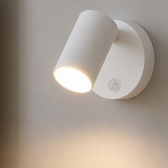 Applique camera da letto con interruttore bianco orientabile