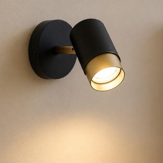 Applique per comodino camera da letto nero oro orientabile