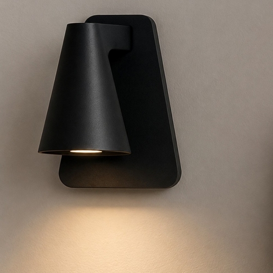 Applique da comodino nero led con interruttore per camera da letto
