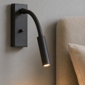 Applique da comodino nera per camera da letto led 3w 3000k orientabile