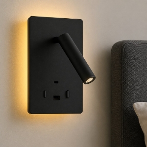 Applique nero da comodino luce led 3000k orientabile