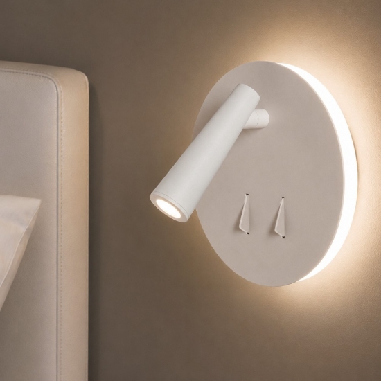 Applique orientabile per comodino camera da letto led 3000k bianco moderna