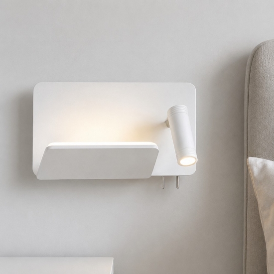 Applique per comodino lato destro multifunzione usb luce da lettura mensola led 3w 3000k