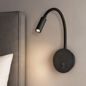 Applique comodino camera da letto led 3w 3000k nero luce orientabile