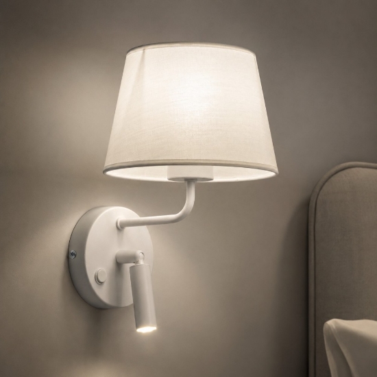Applique bianco con interruttori doppia luce per comodini camera da letto