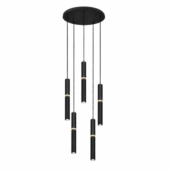 Lampadario cilindri a cascata nero moderno led 3000k 4000k cct per soggiorno