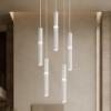 Lampadario bianco moderno cilindri a grappolo per soggiorno led 40w 4000k