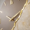 Orologio da parete 60 cm rotondo legno tortora resina effetto marmo oro
