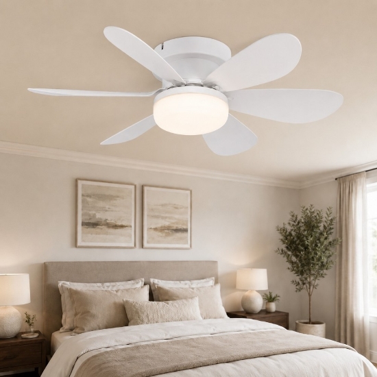 Mini ventilatore  da soffitto bianco eglo clovelly con led 3000k ambienti fino a 13mq