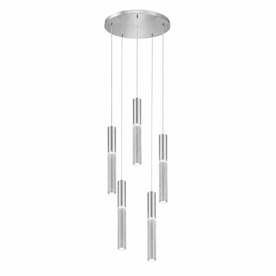 Lampadario alluminio 5 cilindri a sospensione moderna per soggiorno