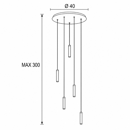 Lampadario alluminio 5 cilindri a sospensione moderna per soggiorno