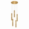Lampadario 5 pendenti cilindri a grappolo oro anodizzato a sospensione moderno led cct 3000k 4000k per salotto