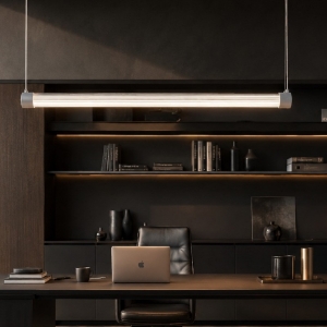 Lampadario a sospensione tubolare bianco led 3000k 6000k con telecomando per scrivania ufficio