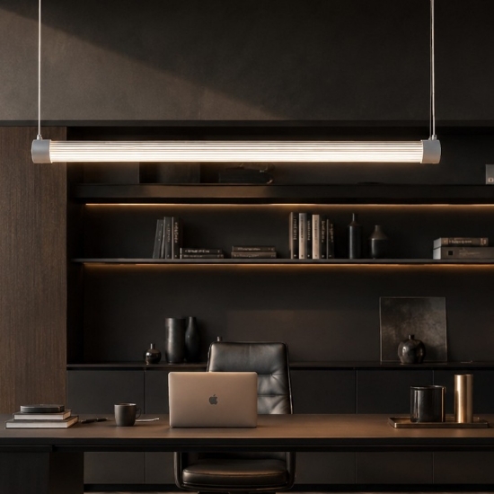 Lampadario a sospensione tubolare bianco led 3000k 6000k con telecomando per scrivania ufficio