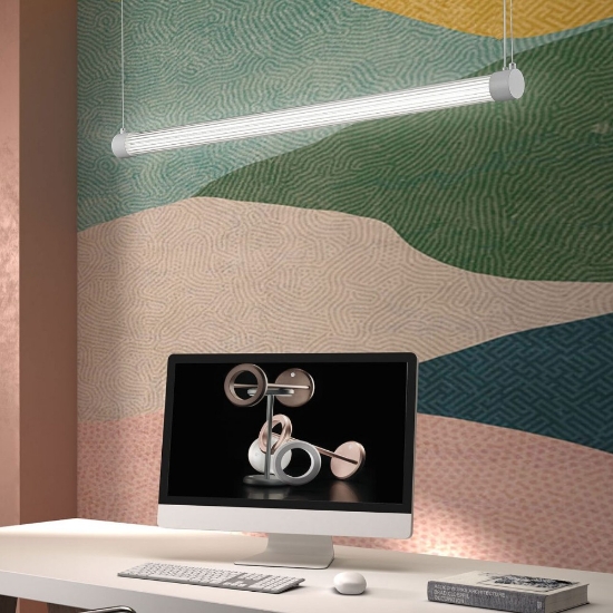 Lampadario a sospensione tubolare bianco led 3000k 6000k con telecomando per scrivania ufficio