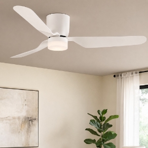 Ventilatore a pale da soffitto bianco con luce silenzioso 18mq