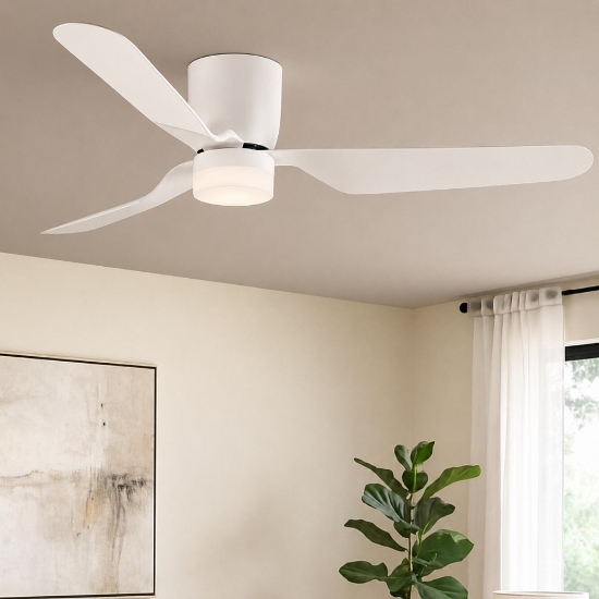 Ventilatore a pale da soffitto bianco con luce silenzioso 18mq