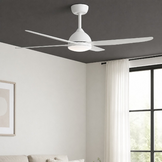 Ventilatore bianco da soffitto 18mq con luce a pale
