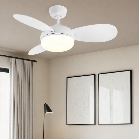 Ventilatore a pale bicolore con luce da soffitto 15mq led 24w 4000k