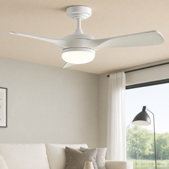 Ventilatore da soffitto bianco silenzioso con luce e telecomando led 18w 4000k fino a 20 mq