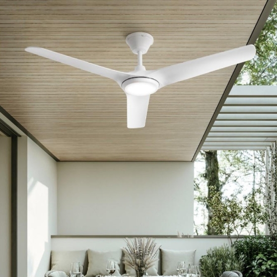 Ventilatore da soffitto bianco con telecomando e luce 20mq ip66 per esterno led 18w 3000k 4000k 6000k