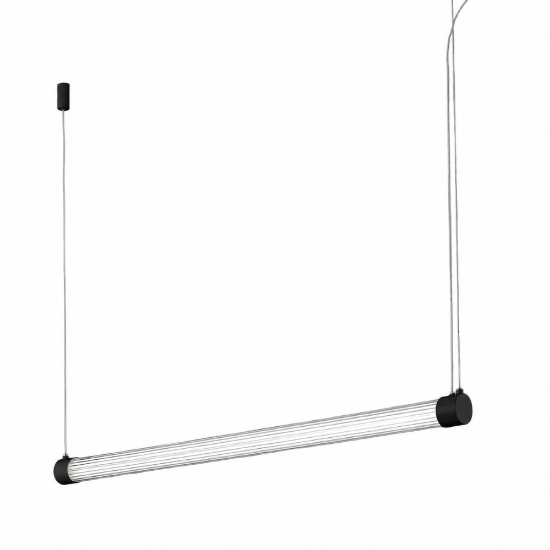 Lampadario tubolare a sospensione nero led cct 3000k 6000k con telecomando per ufficio