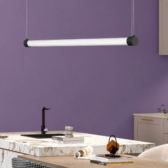 Lampadario tubolare a sospensione nero led cct 3000k 6000k con telecomando per ufficio