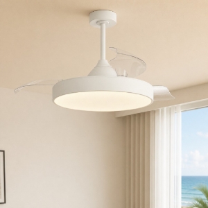 Plafoniera con ventilatore bianca pale richiudibile 20mq led cct app