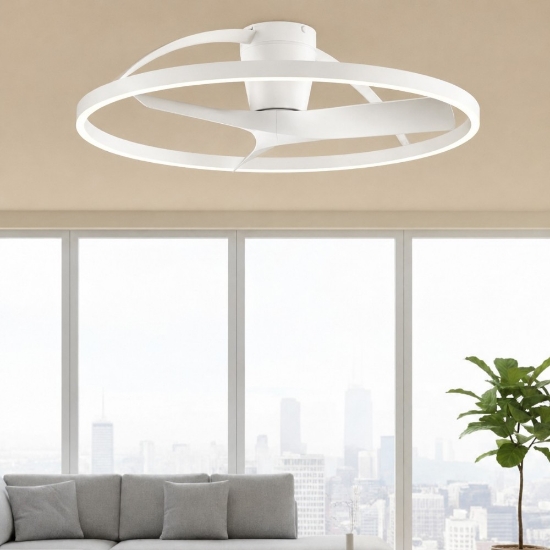 Ventilatore plafoniera da soffitto bianco fino 13 mq led cct da 2700k a 5000k con telecomando