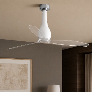 Ventilatore di vetro bianco da soffitto pale trasparenti 17mq
