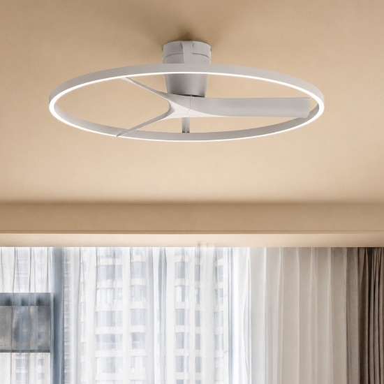 Lampadario ventilatore da soffitto bianco luce led cct da 3000k a 5000k con telecomando fino a 20 mq