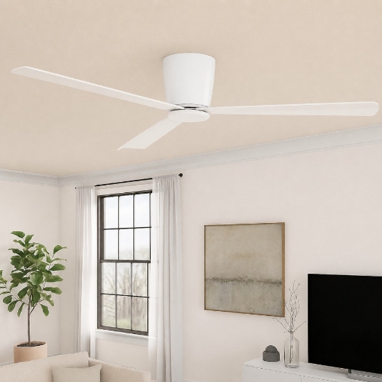 Ventilatore silenzioso da soffitto a pale bianco 28mq con telecomando