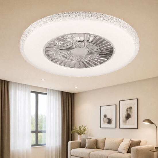 Lampadario ventilatore con pale a soffitto silenzioso con luce telecomando led 39.6w 4000k fino a 13 mq