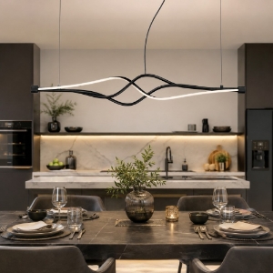 Lampadario nero design moderno led 3000k 6000k con telecomando per soggiorno